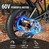 image:imageTuttio ICT 60V Electric Bike with Pedals 75 Miles Long Range Ebikes  for Adults Teens 25AH 4000W Peak Motor 50MPH 170NM Full Suspension 20 Fat Tire Removable Battery All TerrainBlue