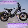 image:imageTuttio ICT 60V Electric Bike with Pedals 75 Miles Long Range Ebikes  for Adults Teens 25AH 4000W Peak Motor 50MPH 170NM Full Suspension 20 Fat Tire Removable Battery All TerrainGrey