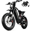 image:imageTuttio ICT Ebike for Adults 75 Miles Electric Bike with Removable Battery  60V 25Ah 50MPH 7 Speed 20 Fat Tire All Terrain Electric Bicycle Full Suspension 170NM Off Road Snow long rangeBBlack