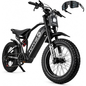 image:imageTuttio ICT 60V Electric Bike with Pedals 75 Miles Long Range Ebikes  for Adults Teens 25AH 4000W Peak Motor 50MPH 170NM Full Suspension 20 Fat Tire Removable Battery All TerrainGrey